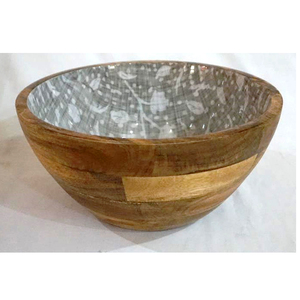 Bol en bois imprimé en émail avec couleur grise et blanche à imprimé floral pour accessoires de cuisine à domicile emballage personnalisé avec logo personnalisé - Product Image 1