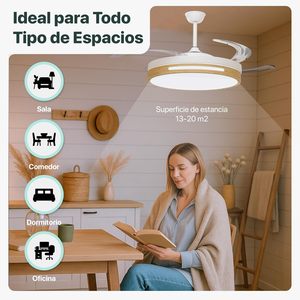 Ventilador de Techo LED Moderno LEDUNI, Aspas Retráctiles de 42 Pulgadas, Motor DC de 66W, 6 Velocidades, Control Remoto, Voltaje de Entrada de 220V, Potencia de 66W - Product Image 6