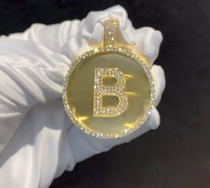 จี้เพชรโมอิสแท้กลมสีเหลืองทอง14K 4Ct ปรับแต่งได้มีจี้ชื่อดิสก์สำหรับงานเลี้ยง - Product Image 2