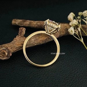 14K ทองแข็ง3 CT CVD IGI ได้รับการรับรองเพชรโซลิแทร์ซ่อนรัศมีแหวนหมั้น - Product Image 1