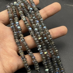 Venta al por mayor Labradorite Smooth Rondelle Shape Beads, Black Rainbow Multi Color Flash Beads para la fabricación de joyas - Product Image 2