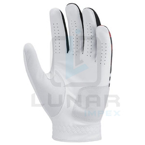 Gants de golf en cuir Cabretta en peau de mouton doux et original en gris et noir gants demi-colorés avec des gants respirants - Product Image 2