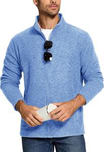 Chaqueta de lana Sanzaf de algodón 100 ligera para hombre, abrigo de invierno con cuello levantado, bolsillos con cremallera completa, chaqueta de trabajo informal suave y cálida con parte delantera - Product Image 2