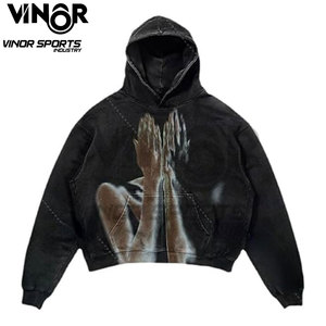 เสื้อฮู้ดผ้าคอตตอน100% ใส่ได้ทั้งชายและหญิงผ้าฟลีซปักโลโก้ขนาดใหญ่พิเศษสำหรับผู้ชายกำหนดน้ำหนักมาก350gsm ฤดูหนาว - Product Image 2