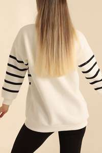 Sweat-shirt décontracté classique à manches longues en coton 100% pour femme avec logo personnalisé, coupe ample, couleur unie, col rond, coupe ample, lavage décontracté - Product Image 3