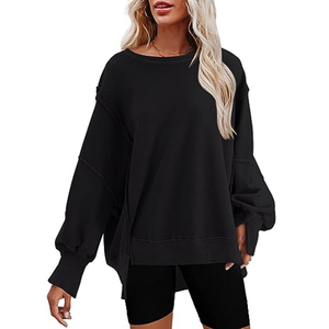 Pull en coton biologique pour femmes Sweat à capuche imprimé personnalisé à épaules tombantes pour l'hiver Vente en gros - Product Image 6