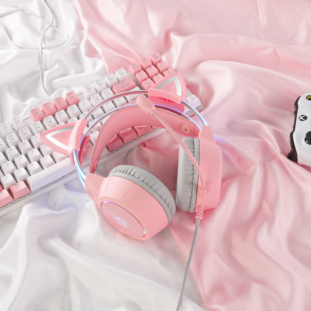 ONIKUMA X15 Cat Ear Double-head Noise Cancelling Microphone Durable Stereo Surround Gaming ENC Headphones With Mic