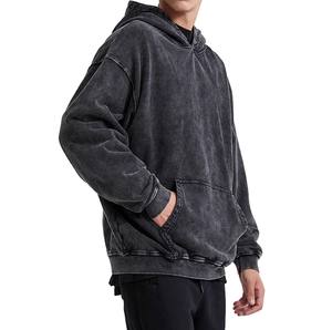 Meilleure qualité hommes vêtements décontractés sweats à capuche Slim Fit 500 GSM lavage à l'acide conception personnalisée plaine couleur unie avant à capuche Direct Pakistan - Product Image 1