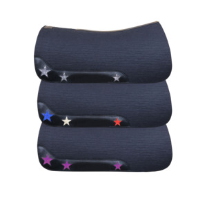 Customizable Western Equestrian Horse Saddle Cutback Contoured Felt Saddle Pad <b>Glitter</b> Star Patch Argentina Cowhide Suede - Product Image 4