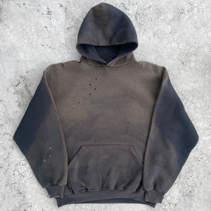 Pull-over vintage en coton épais et personnalisé pour hommes, avec patch délavé à l'acide, sweats à capuche de couleur unie pour l'hiver - Product Image 4