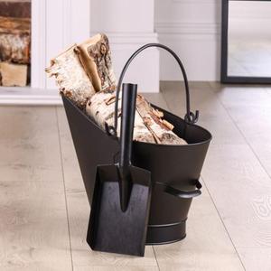 Seau à charbon en fer de haute qualité résistant à la chaleur avec un design métallique intemporel pour stocker les cendres de cheminée et de poêle à bois - Product Image 1