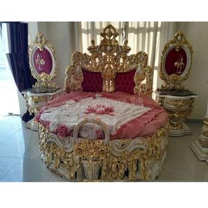 Lit de designer de luxe rond moderne en teck massif sculpté à la main de qualité supérieure, taille personnalisée, couleur personnalisée - Product Image 1