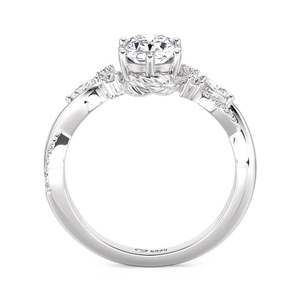 Anillo de Compromiso Jeulia Moissanite con Corte Ovalado en Forma de Hoja, Plata de Ley con Baño de Rodio, Estilo Vintage - Product Image 3