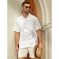 Chemise hawaïenne pour homme à manches courtes, boutonnée, imprimé noix de coco, chemise de plage décontractée, chemises pour homme d'été, vacances tropicales