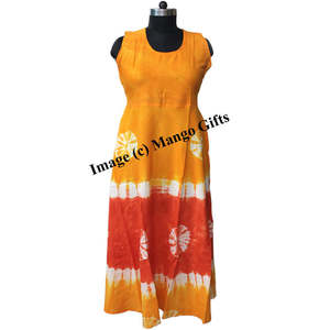 100% Cotton Tie-Dye Maxi <b>Dress</b> for Women <b>Boho</b> Hippie Style Elegant Knee-Length Beach <b>Summer</b> <b>Dress</b> Natural for Leisure Days - Product Image 1