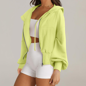 Nouveau gros femmes Polyester coton lavage à l'acide sweats à capuche de haute qualité haut court décontracté Street Wear sweats à capuche - Product Image 4