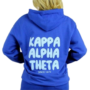 Sweats à capuche en molleton de coton Kappa Alpha Theta personnalisés avec des couleurs personnalisées et un imprimé bouffant au meilleur prix pour adultes - Product Image 2