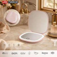 Miroir de poche LED compact et pliable, personnalisable avec logo, blanc, rose, noir, petit, mignon, pour maquillage, en gros