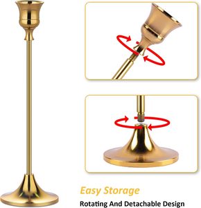 Bougeoirs vintage en bronze, bougeoir vintage avec poignée, bougeoirs à bougie conique détachables pour Noël - Product Image 4