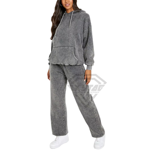 ชุดวอร์มสตรีทแวร์ดีไซน์ใหม่แบบสั่งทำพิเศษ ไซส์ใหญ่ ขายส่ง ล้างสีแบบแอซิดวอช ชุดวอร์มผู้หญิง ไซส์พลัส ชุดวอร์มครอป - Product Image 1