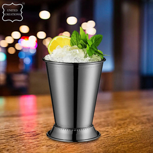 แก้วทัมเบลอร์สแตนเลสสีเงินแก้วเบียร์ Julep ทำจากโลหะสำหรับถ้วยมิ้นท์ - Product Image 2