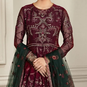 Robe de soirée indienne traditionnelle Salwar Kameez islamique pakistanaise faite à la main avec paillettes en dentelle solide et décorations de boutons - Product Image 5
