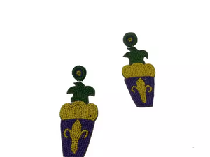 ต่างหูอินเดียแฮนด์เมดลูกปัดเมล็ดมาร์ดิกราส์สำหรับผู้หญิงงานฝีมือ MD - Product Image 2