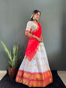 ชุด reverser lehenga choli ผ้าคอตตอนผ้าทอขอบใหญ่งานปาร์ตี้ฉลองเปิดตัว - Product Image 5