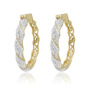 Boucles d'oreilles créoles rondes en diamant naturel de 1.13 ct en or jaune sur argent sterling pour les mariages, les fêtes et les cadeaux - Product Image 1