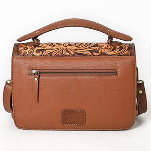 Sac à bandoulière léger en cuir matelassé fait à la main pour femmes, sac à main à bandoulière avec rabat floral occidental vintage - Product Image 2