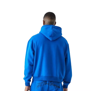 Ensemble de survêtement unisexe respirant avec strass, bleu, coupe oversize, sweat à capuche et pantalon de jogging à ourlet fendu, style streetwear - Product Image 4