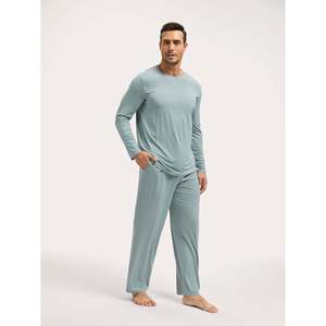   Conjunto de Pijama Largo Premium para Hombre, Talla XL, Ropa Casual para el Hogar, Bambú Nightflow, Satén Suave, Tejido de Algodón para Primavera, Verano e Invierno - Product Image 3