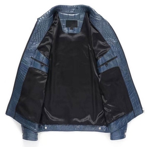 Chaqueta Bomber Azul Oscuro Original para Cuero y Lona con Cuello Solapa, Cremallera Completa, Dobladillo y Puños Acanalados, Impermeable y Cortavientos - Product Image 3