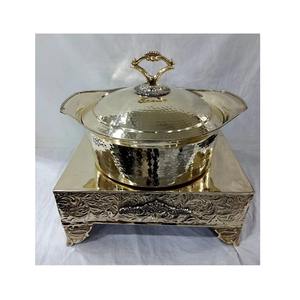 Cacerola de vajilla de metal en acero con tapa Inducción de frotamiento Compatible Olla caliente martillada de alta calidad con soporte Nueva llegada - Product Image 4