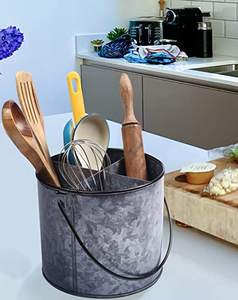Hot Sale Decorative Designer <b>Utensil</b> Caddy Galvanized Metal Hotel <b>Kitchen</b> Ware Flatware <b>Holder</b> - Product Image 2