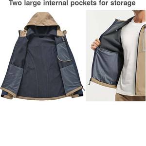 New Arrival High Street Men's <b>Soft</b> <b>Shell</b> Casual <b>Jacket</b> Waterproof Windproof Full Zipper Long Sleeve Solid Color Customized - Product Image 4