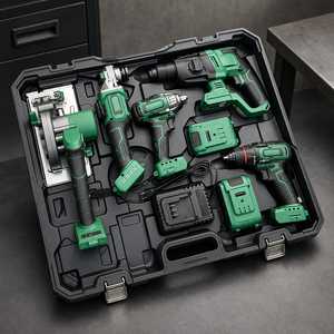 Set di Utensili Elettrici Industriali Senza Fili: Smerigliatrice Angolare Brushless, Martello Rotativo, Avvitatore a Impulsi, Trapano Avvitatore con Caricabatterie e Valigetta - Product Image 4