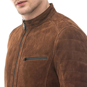 แจ็กเก็ตหนังแพะแท้แจ็กเก็ตหนังกลับสำหรับผู้ชาย - Product Image 2