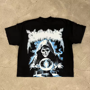 T-shirt pour homme en coton 100% 270 g/m², impression sérigraphique personnalisée OEM, coupe ample et surdimensionnée, ourlet carré, 2026 - Product Image 3