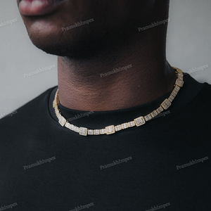 Cluster Baguette Cut VVS Moissanite Diamonds Tennis Chain S925 Sterling Silver Hip Hop Chains Fine Jewelry For <b>Mens</b> And Womens - Product Image 6