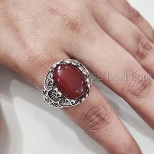 Anillo para hombre al por mayor Piedra preciosa de ónix rojo natural Anillo de piedra natal de Diciembre Todos los tamaños Joyería oriental árabe Anillo de plata esterlina 925 - Product Image 5
