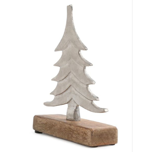 Handmade Modern Metal Tree Star Top Creative Wooden Base Decorative Elegant Silver <b>Christmas</b> Tree Sculpture For <b>Christmas</b> - Product Image 3