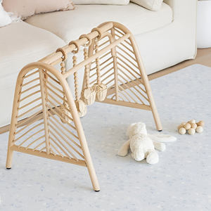 Alfombras de juego para bebés, gimnasios de actividades interactivos para niños pequeños y recién nacidos, gimnasios de juego de ratán natural. - Product Image 3
