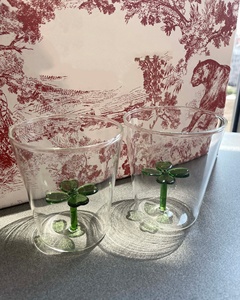 Hot Sale Creative Design Lucky Four-Leaf Clover Glass <b>Cup</b> High Borosilicate Juice <b>Cup</b> Transparent Milk <b>Cup</b> <b>Set</b> for Gift - Product Image 2