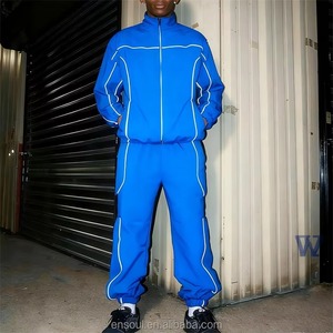 Chándales de poliéster para hombre, chaqueta y pantalones de nailon con cremallera, traje para correr, cortavientos de dos piezas, chándal de nailon en blanco ligero - Product Image 5