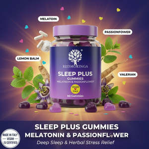 Gomitas Deep Sleep Plus, 60 Unidades, Marca Privada OEM, Italia, RedMoringa, Melatonina y Aceite Esencial de Passiflora, Categoría de Producto - Product Image 3