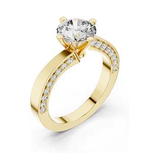 Bague de fiançailles pour femme avec diamant de laboratoire rond brillant de 1,93 carat, conception à double sangle pavée, clarté VVS-VS EF, 18 carats, 14 carats, 10 carats - Product Image 4
