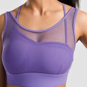 Sujetador deportivo morado ajustado Empower con diseño estampado transpirable, forro ligero acolchado y logo frontal, talla XL - Product Image 6