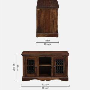Consola de TV de madera Staffford Sheesham con acabado de teca provincial de diseño tradicional para televisores de hasta 32 \ "-Para aplicación en la sala de estar - Product Image 2