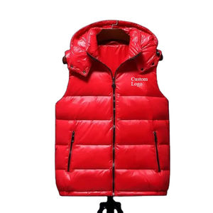 Gilet d'hiver sans manches brillant avec logo personnalisé Gilets pour hommes imperméables et brillants avec capuche - Product Image 2